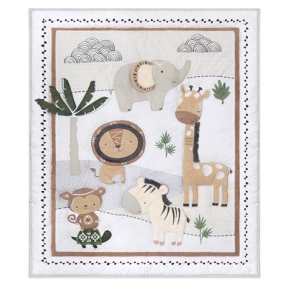 Safari Friends Crib Bedding Set, 4 Piece Organic Cotton Quilt, Sheets, Bed Skirt, Animal Nursery, 28x52in 11 Product: The Peanutshell 4 Piece Organic Cotton Baby Crib Bedding Set for Boys & Girls - Newborn, Infant & Toddler Nursery Bed Set Decor with Two Crib Sheets, Dust Ruffle Comforter - Safari Serenity