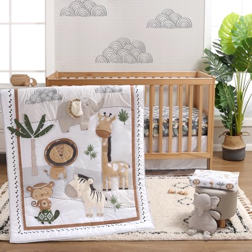The Peanutshell 4 Piece Organic Cotton Baby Crib Bedding Set for Boys & Girls - Newborn, Infant & Toddler Nursery Bed Set Decor with Two Crib Sheets, Dust Ruffle Comforter - Safari Serenity - Crib Bedding Sets Product: The Peanutshell 4 Piece Organic Cotton Baby Crib Bedding Set for Boys & Girls - Newborn, Infant & Toddler Nursery Bed Set Decor with Two Crib Sheets, Dust Ruffle Comforter - Safari Serenity