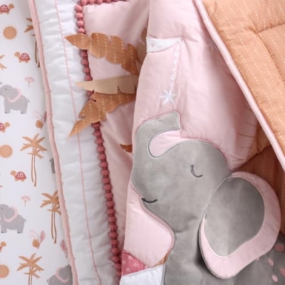 Product: The Peanutshell 4 Piece Organic Cotton Baby Crib Bedding Set for Girls - Newborn, Infant & Toddler Nursery Bed Set Decor with Two Crib Sheets, Dust Ruffle Comforter - Safari Oasis