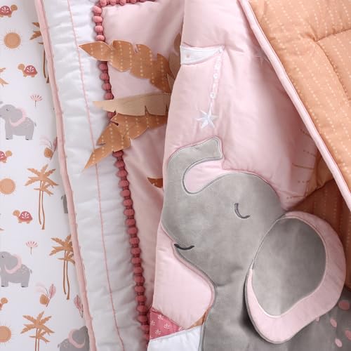 Product: The Peanutshell 4 Piece Organic Cotton Baby Crib Bedding Set for Girls - Newborn, Infant & Toddler Nursery Bed Set Decor with Two Crib Sheets, Dust Ruffle Comforter - Safari Oasis