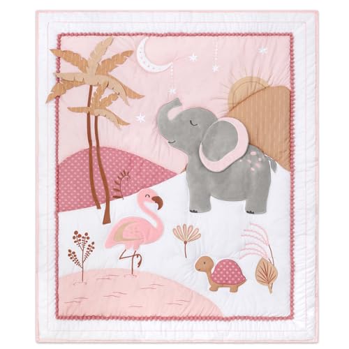 Product: The Peanutshell 4 Piece Organic Cotton Baby Crib Bedding Set for Girls - Newborn, Infant & Toddler Nursery Bed Set Decor with Two Crib Sheets, Dust Ruffle Comforter - Safari Oasis