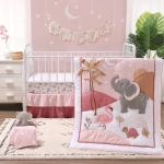Product: The Peanutshell 4 Piece Organic Cotton Baby Crib Bedding Set for Girls - Newborn, Infant & Toddler Nursery Bed Set Decor with Two Crib Sheets, Dust Ruffle Comforter - Safari Oasis