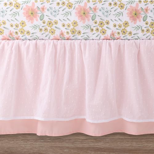 Organic Cotton Crib Bedding Set, Pink Mint Floral Nursery Bundle, 4 Piece Meadow Bloom, 28x52in 5 Product: The Peanutshell 4 Piece Organic Cotton Baby Crib Bedding Set for Girls - Newborn, Infant & Toddler Nursery Bed Set Decor with Two Crib Sheets, Dust Ruffle Comforter - Wildflower