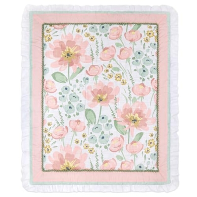 Organic Cotton Crib Bedding Set, Pink Mint Floral Nursery Bundle, 4 Piece Meadow Bloom, 28x52in 11 Product: The Peanutshell 4 Piece Organic Cotton Baby Crib Bedding Set for Girls - Newborn, Infant & Toddler Nursery Bed Set Decor with Two Crib Sheets, Dust Ruffle Comforter - Wildflower