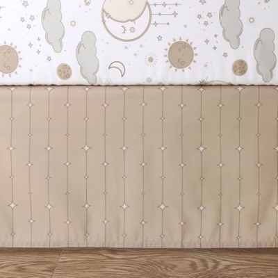 Baby Crib Bedding Set, Peanutshell Starry Skies 5 Piece, Celestial Moon Sun Stars Clouds Nursery, 28x52in 10 Product: The Peanutshell 5 Piece Baby Crib Bedding Set for Boys & Girls - Newborn, Infant & Toddler Nursery Bed Set Decor with Fitted Crib Sheets, Blanket, Dust Ruffle Comforter - Starry Skies