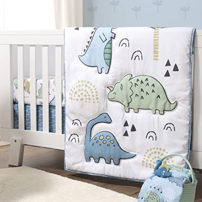 Dinosaur Crib Bedding Set, Blue Nursery Quilt, 5 Piece Baby Bedding, 2 Sheets, Dust Ruffle, Blanket, 20.5cm 12 Product: The Peanutshell 5 Piece Baby Crib Bedding Set for Boys - Newborn, Infant & Toddler Nursery Bed Set Decor with Fitted Crib Sheets, Blanket, Dust Ruffle Comforter - Blue Dino