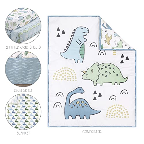 Dinosaur Crib Bedding Set, Blue Nursery Quilt, 5 Piece Baby Bedding, 2 Sheets, Dust Ruffle, Blanket, 20.5cm 1 Product: The Peanutshell 5 Piece Baby Crib Bedding Set for Boys - Newborn, Infant & Toddler Nursery Bed Set Decor with Fitted Crib Sheets, Blanket, Dust Ruffle Comforter - Blue Dino