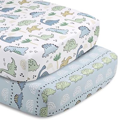 Dinosaur Crib Bedding Set, Blue Nursery Quilt, 5 Piece Baby Bedding, 2 Sheets, Dust Ruffle, Blanket, 20.5cm 9 Product: The Peanutshell 5 Piece Baby Crib Bedding Set for Boys - Newborn, Infant & Toddler Nursery Bed Set Decor with Fitted Crib Sheets, Blanket, Dust Ruffle Comforter - Blue Dino