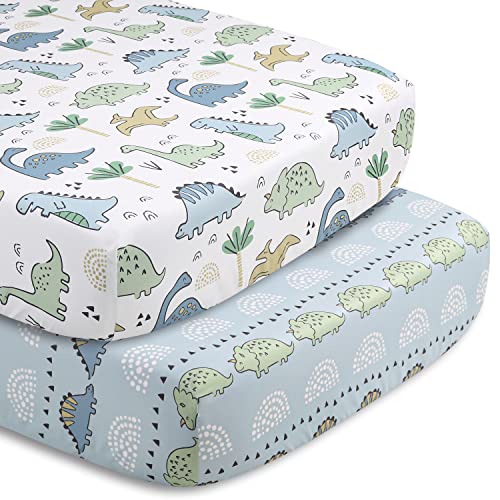 Dinosaur Crib Bedding Set, Blue Nursery Quilt, 5 Piece Baby Bedding, 2 Sheets, Dust Ruffle, Blanket, 20.5cm 2 Product: The Peanutshell 5 Piece Baby Crib Bedding Set for Boys - Newborn, Infant & Toddler Nursery Bed Set Decor with Fitted Crib Sheets, Blanket, Dust Ruffle Comforter - Blue Dino