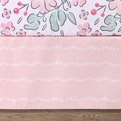 The Peanutshell Floral Fun 5 Piece Baby Crib Bedding Set for Girls, Floral Pink White Nursery Decor, 28x52in 10 Product: The Peanutshell 5 Piece Baby Crib Bedding Set for Girls - Newborn, Infant & Toddler Nursery Bed Set Decor with Fitted Crib Sheets, Blanket, Dust Ruffle, Comforter - Floral Fun