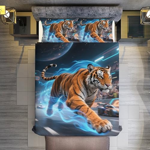 Tiger Cub Nursery Bedding Set, Organic Cotton Animal Print Crib Bedding, Baby-Safe 3-Piece Set, King 104x90in 229cm 5 Product: Tiger Cub Nursery Bedding Set 3-Piece Crib, Baby-Safe Organic Cotton Animal Print,King:104"x90"/264 * 229cm