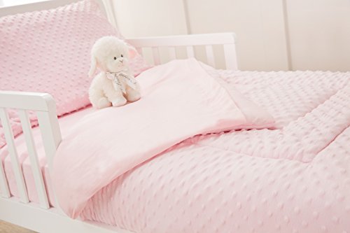 TL Care Toddler Bedding Set, Pink Minky Dot Chenille, 4 Piece Nursery Set, Crib Mattress 28 x 52in 2 Product: TL Care Minky Dot Chenille 4 Piece Toddler Bedding Set, Pink, for Boys and Girls