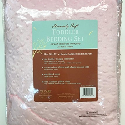 TL Care Toddler Bedding Set, Pink Minky Dot Chenille, 4 Piece Nursery Set, Crib Mattress 28 x 52in 11 Product: TL Care Minky Dot Chenille 4 Piece Toddler Bedding Set, Pink, for Boys and Girls