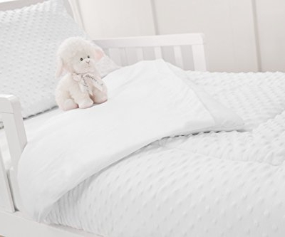 Product: TL Care Minky Dot Chenille 4 Piece Toddler Bedding Set, White, for Boys and Girls