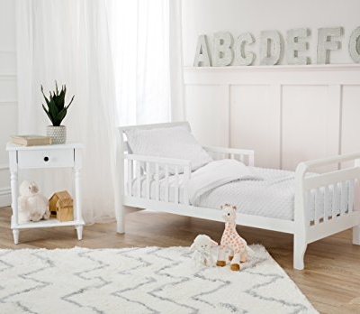 Product: TL Care Minky Dot Chenille 4 Piece Toddler Bedding Set, White, for Boys and Girls