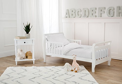 Product: TL Care Minky Dot Chenille 4 Piece Toddler Bedding Set, White, for Boys and Girls