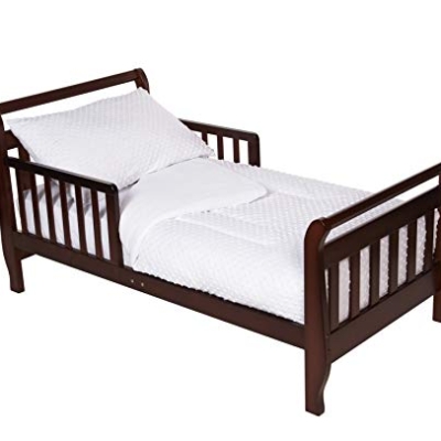 Product: TL Care Minky Dot Chenille 4 Piece Toddler Bedding Set, White, for Boys and Girls
