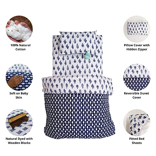 100% Pure Cotton Crib Bedding Set, Block Print Baby Nursery Comforter Set, Natural Dyes Pattern 5, 40x48in 52x28x8in 13x19in 6 Product: Trade Star 100% Pure Cotton Crib Baby Bedding Set for Toddler Block Print 3 Pcs Comforter Set Natural Dyes Baby Bedding Nursery Decor Set for Kids Everyday Bedding Set (Pattern - 5)