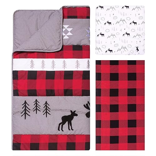 Trend Lab Lumberjack Moose 3 Piece Crib Bedding Set, Gender-Neutral Woodland Nursery, Quilt Sheet Skirt, 35in x 45in 6 Product: Trend Lab Lumberjack Moose 3 Piece Crib Bedding Set, Gender-Neutral Color Palette, Includes Quilt, Fitted Crib Sheet and Skirt