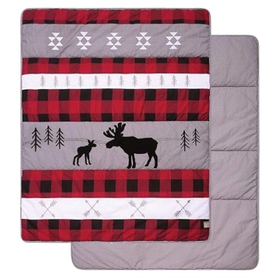 Trend Lab Lumberjack Moose 3 Piece Crib Bedding Set, Gender-Neutral Woodland Nursery, Quilt Sheet Skirt, 35in x 45in 13 Product: Trend Lab Lumberjack Moose 3 Piece Crib Bedding Set, Gender-Neutral Color Palette, Includes Quilt, Fitted Crib Sheet and Skirt