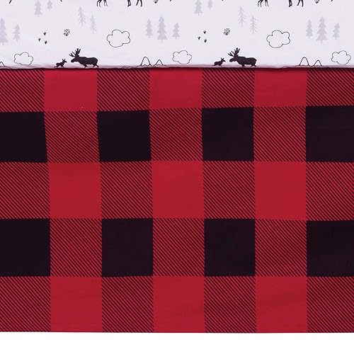 Trend Lab Lumberjack Moose 3 Piece Crib Bedding Set, Gender-Neutral Woodland Nursery, Quilt Sheet Skirt, 35in x 45in 4 Product: Trend Lab Lumberjack Moose 3 Piece Crib Bedding Set, Gender-Neutral Color Palette, Includes Quilt, Fitted Crib Sheet and Skirt