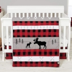 Product: Trend Lab Lumberjack Moose 3 Piece Crib Bedding Set, Gender-Neutral Color Palette, Includes Quilt, Fitted Crib Sheet and Skirt
