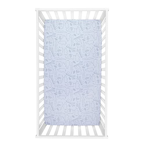 Trend Lab Simple Safari Blue Baby Crib Bedding Set for Boys, Reversible Quilt, 2 Fitted Crib Sheets, Dust Ruffle, 28 x 52 in 7 Product: Trend Lab Modern Baby Crib Bedding Set for Boys | Simple Safari 4 Piece Nursery Décor Quilt, 2 Fitted Crib Sheets, and Dust Ruffle Skirt - Blue, 80015