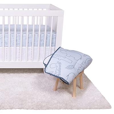 Product: Trend Lab Modern Baby Crib Bedding Set for Boys | Simple Safari 4 Piece Nursery Décor Quilt, 2 Fitted Crib Sheets, and Dust Ruffle Skirt - Blue, 80015