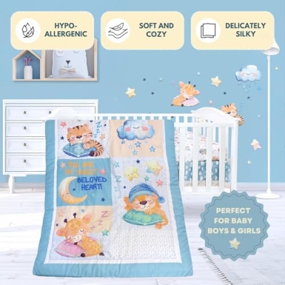 Unisex Baby Crib Bedding Set, 4 Piece Nursery Bedding, Soft Breathable Standard Crib Mattress, 52 x 28 in. 10 Product: TrenD'Lay 4 Piece Baby Crib Bedding Set for Boys or Girls, Crib Set, Baby Bedding Set, Boy Crib Bedding Set, Crib Set, Juego de cuna para Bebe.