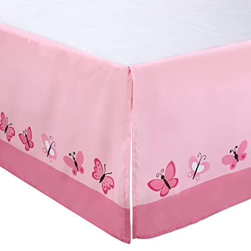 Butterfly Crib Bedding Set, Pink Floral Patchwork Quilt, Fitted Sheet, Crib Skirt, 45x36in, 52x28in, 27x51in 3 Product: Tudomro 3 Pieces Butterfly Nursery Crib Bedding Set for Girls, Standard Size Bedding Sets with Comforter Fitted Sheet Crib Skirt(Pink)