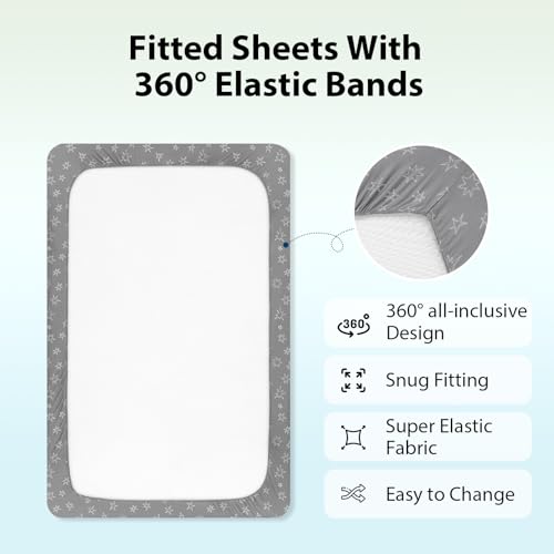 Blue Grey Planet Crib Sheet Set, 3 Pack Fitted Sheets for Standard Crib Toddler Beds, 52 x 28 x 8 in 5 Product: Unnivoll Baby Crib Sheets for Boys Girls, Fitted Crib Sheet Neutral 3 Pack for Standard Crib and Toddler Mattress, Breathable Soft Microfiber Baby Sheet 28x52x8in Blue Gray Planet