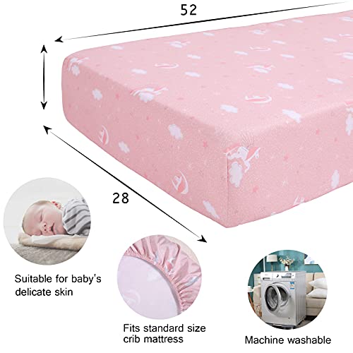 Unicorn Crib Bedding Set, 3 Piece Quilt Fitted Sheet Toddler Pillowcase, Pink Stars Rainbows, 52x28 13x18 33x42 2 Product: UOMNY Crib Bedding Set for Girls - Pink Baby Nursery Sets 3 Pieces Quilt Comforter Fitted Sheet Toddler Pillowcase Soft Star