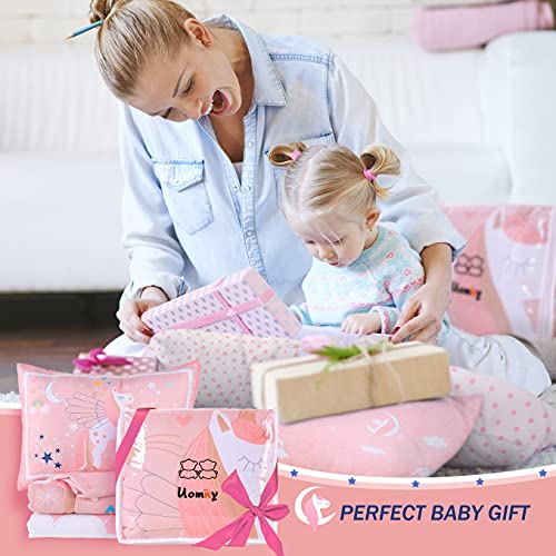 Unicorn Crib Bedding Set, 3 Piece Quilt Fitted Sheet Toddler Pillowcase, Pink Stars Rainbows, 52x28 13x18 33x42 4 Product: UOMNY Crib Bedding Set for Girls - Pink Baby Nursery Sets 3 Pieces Quilt Comforter Fitted Sheet Toddler Pillowcase Soft Star