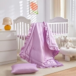 Product: UOZZI BEDDING 3 Pieces Crib Bedding Set Baby Ruffle Quilted Comforter with Fitted Sheet and Pillow - Cute Ruffled Shabby Chic Bedding Soft Blanket Design Purple