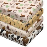 Product: VitalCozy 4 Pcs Western Cowboy Crib Sheet Set Newborn Bedding Nursery Baby Sheets for Girl Boys Baby Gifts for Standard Crib and Toddler Mattresses, 52 x 28 x 8 Inches
