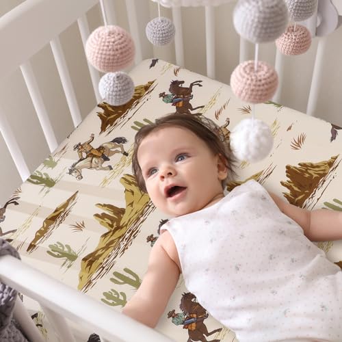 Western Cowboy Crib Sheet Set, 4 Piece Nursery Bedding, Standard Crib Toddler Mattress, 52 x 28 x 8 Inches 5 Product: VitalCozy 4 Pcs Western Cowboy Crib Sheet Set Newborn Bedding Nursery Baby Sheets for Girl Boys Baby Gifts for Standard Crib and Toddler Mattresses, 52 x 28 x 8 Inches