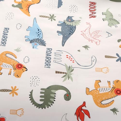 Dinosaur Printed Nursery Bedding Set, 100% Cotton Crib Set, Quilted Cover Fitted Sheet Pillowcase, 52in x 28in x 8in 6 Product: WaBaHa Dinosaur Printed Nursy Bedding Set, 3 Pcs Soft Breathable Cotton Crib Bedding Set Includes Quilted Cover, Fitted Sheet and Pillowcase, Animal Printed