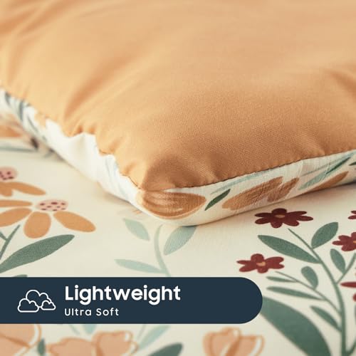 Floral Toddler Bedding Set, 4 Piece Garden Comforter Sheet Set, Blooming Botanical Colors, 28x52x8 in 5 Product: Wake In Cloud - Floral Toddler Bedding Set for Girls, Cute Colorful Botanical Flowers, 4 Pieces Soft Crib Bed Set Including Comforter, Sheets and Pillowcase, Orange Cream