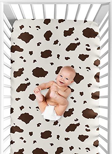 Cow Print Fitted Crib Sheet, Sweet Jojo Designs Wild West Cowboy Nursery Bedding, Chocolate Brown Cream, 52in x 28in x 8in 3 Product: Wild West Cowboy Fitted Crib Sheet for Baby and Toddler Bedding Sets by Sweet Jojo Designs - Cow Print