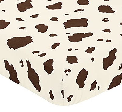 Cow Print Fitted Crib Sheet, Sweet Jojo Designs Wild West Cowboy Nursery Bedding, Chocolate Brown Cream, 52in x 28in x 8in 8 Product: Wild West Cowboy Fitted Crib Sheet for Baby and Toddler Bedding Sets by Sweet Jojo Designs - Cow Print
