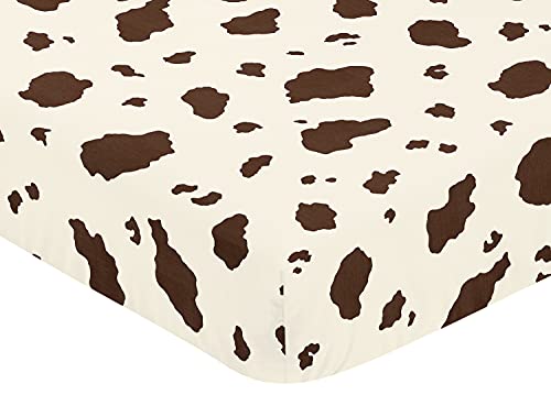 Cow Print Fitted Crib Sheet, Sweet Jojo Designs Wild West Cowboy Nursery Bedding, Chocolate Brown Cream, 52in x 28in x 8in 2 Product: Wild West Cowboy Fitted Crib Sheet for Baby and Toddler Bedding Sets by Sweet Jojo Designs - Cow Print
