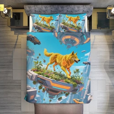 Wolf Cub Nursery Bedding Collection, 3PC Crib Size Organic Polyester Set, Mama and Baby Wolves, 200 x 229cm 11 Product: Wolf Cub Nursery Bedding Collection - Crib Size 3PC Organic Polyester Set with Mama & Baby Wolves,Full:79"x90"/200 * 229cm
