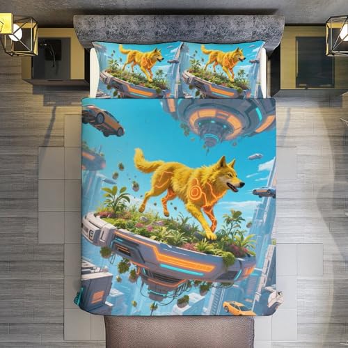 Wolf Cub Nursery Bedding Collection, 3PC Crib Size Organic Polyester Set, Mama and Baby Wolves, 200 x 229cm 5 Product: Wolf Cub Nursery Bedding Collection - Crib Size 3PC Organic Polyester Set with Mama & Baby Wolves,Full:79"x90"/200 * 229cm