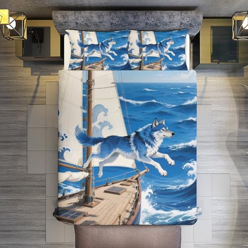 Oeko TEX Certified Wolf Nursery Crib Bedding Set, Milky Way Sleeping Wolf Cubs, Premium Microfiber, 264x229cm 5 Product: Wolf Nursery Set - Crib 3PC Oeko-TEX Certified, Milky Way & Sleeping Wolf Cubs,King:104"x90"/264 * 229cm
