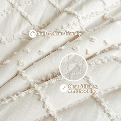 Product: Wowelife 3 Pieces Crib Bedding Set for Girls, Mini Tufted Jacquard Ruffle Fringe Boho Baby Bedding Set Newborn, Infant & Nursery with Comforter, Crib Fitted Sheet and Crib Skirt, Beige