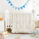 Product: Wowelife 3 Pieces Crib Bedding Set for Girls, Mini Tufted Jacquard Ruffle Fringe Boho Baby Bedding Set Newborn, Infant & Nursery with Comforter, Crib Fitted Sheet and Crib Skirt, Beige