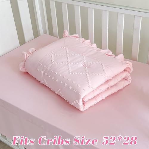 Baby Crib Bedding Set, Wowelife Boho Beige Pink Nursery Bedding, Quilted Comforters Fitted Sheets Crib Skirts, 52x28in 8 Product: Wowelife 6PC Baby Crib Sets, Alternate Boho Beige and Pink Nursery Bedding Sets with Quilted Comforters, Fitted Sheets & Skirts for Boys & Girls
