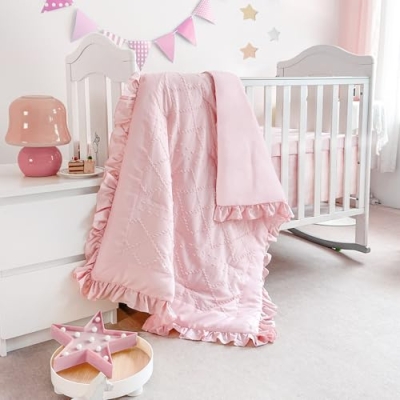 Baby Crib Bedding Set, Wowelife Boho Beige Pink Nursery Bedding, Quilted Comforters Fitted Sheets Crib Skirts, 52x28in 14 Product: Wowelife 6PC Baby Crib Sets, Alternate Boho Beige and Pink Nursery Bedding Sets with Quilted Comforters, Fitted Sheets & Skirts for Boys & Girls