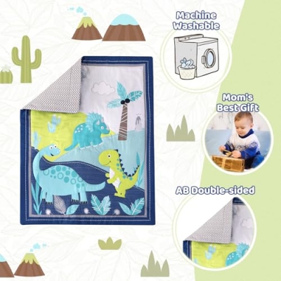Product: Wowelife Dinosaur Crib Bedding Set for Boys Blue, Premium 3-Piece Baby Bedding Set, Nursery Crib Set, Newborn, Infant & Toddler Nursery Bed Set, Blue Dinosaur