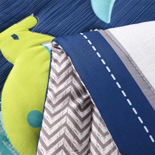 Blue Dinosaur Mini Crib Bedding Set, 3 Piece Baby Boy Quilt Fitted Sheet Flat Sheet, 24 x 38 in 4 Product: Wowelife Dinosaur Mini Crib Bedding Set for Boys Blue Premium 3-Piece Baby Bedding Sheet Set Dinosaurs Nursery Crib Set Crib Comforter Set Breathable and Soft for Baby